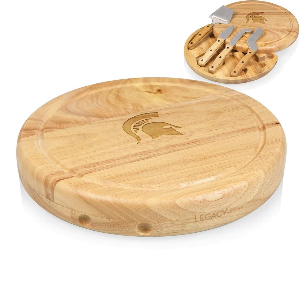 TOSCANA Michigan State Spartans Circo Wood Cheese Board Set With Tools 4 TOSCANA Michigan State Spartans Circo Wood Cheese Board Set With Tools - Image 2