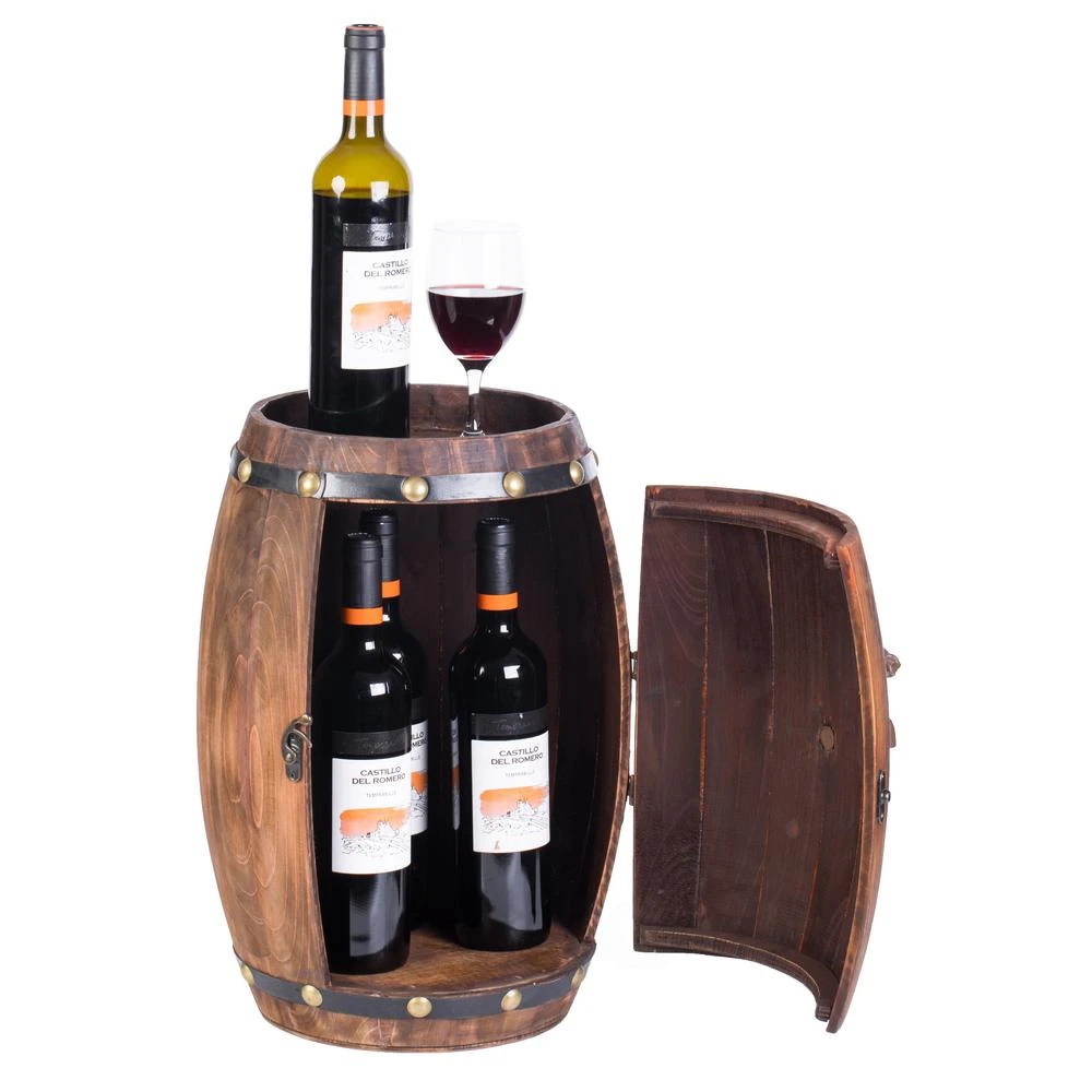 Vintiquewise Wooden Barrel Shaped Vintage Decorative Wine Rack Storage 5 Vintiquewise Wooden Barrel Shaped Vintage Decorative Wine Rack Storage - Image 3