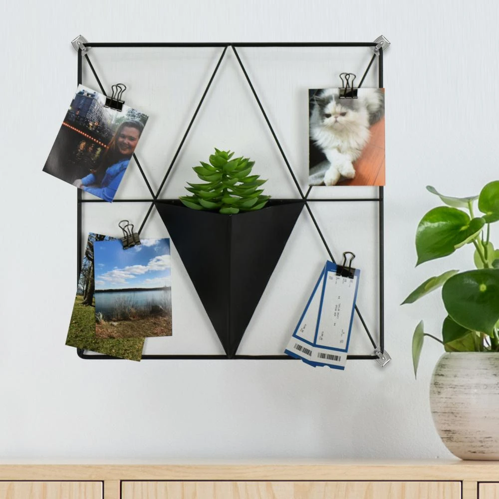 WallPops Matte Black Triangle Metal Grid With Pocket Wall Organizer Memo Board 4 WallPops Matte Black Triangle Metal Grid With Pocket Wall Organizer Memo Board - Image 2