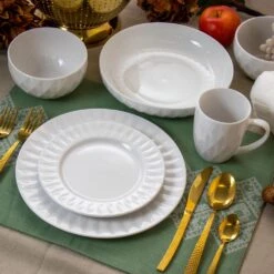 Elama 18-Piece Sienna White Porcelain Dinnerware Set (Service For 4) -Tool Discount Store white elama dinnerware sets 985114764m 31 1000