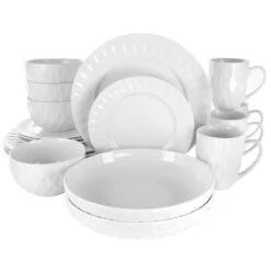 Elama 18-Piece Sienna White Porcelain Dinnerware Set (Service For 4)