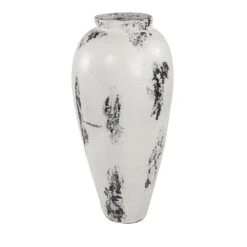 LITTON LANE Black And White Stoneware Floor Decorative Vase With Textured Brushstroke Detail -Tool Discount Store white litton lane vases 62822 c3 1000